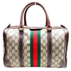 565315g V Gucci Satchel Bag Sherry Line Brown Pvc - image 1